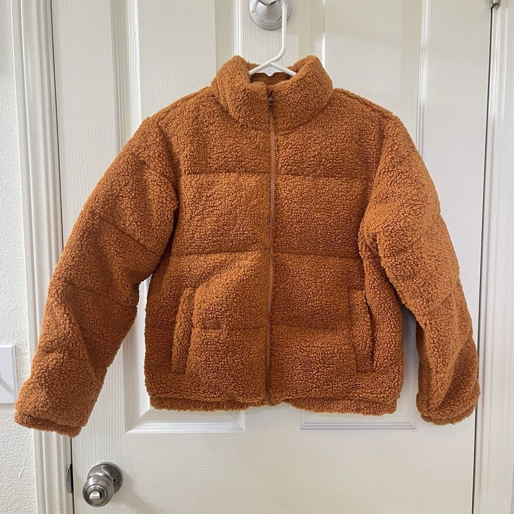 Art Class Burnt Orange Sherpa Puffer Jacket Teddy Coat Girls Size Large NWOT